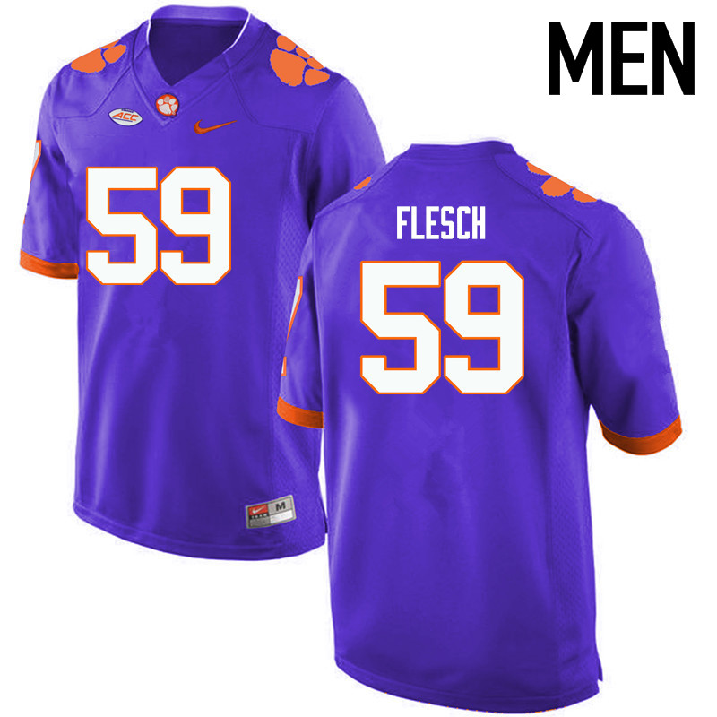 Men Clemson Tigers #59 Jeb Flesch College Football Jerseys-Purple